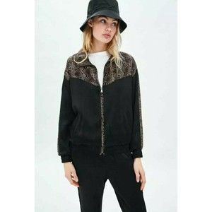 Zara Collection Size small Women Satin Bomber Jacket Snakeskin track Black Brown